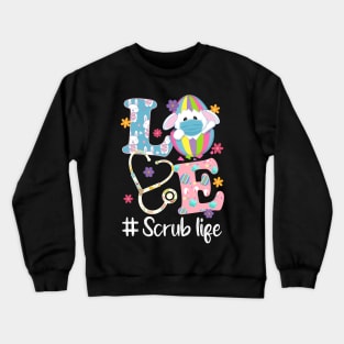 Stethoscope Scrub Life Nurse Bunny Easter Day Outfits Crewneck Sweatshirt